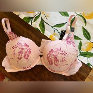 Torrid XO Plunge Push-Up Bra lace lotus pink 42c nwt